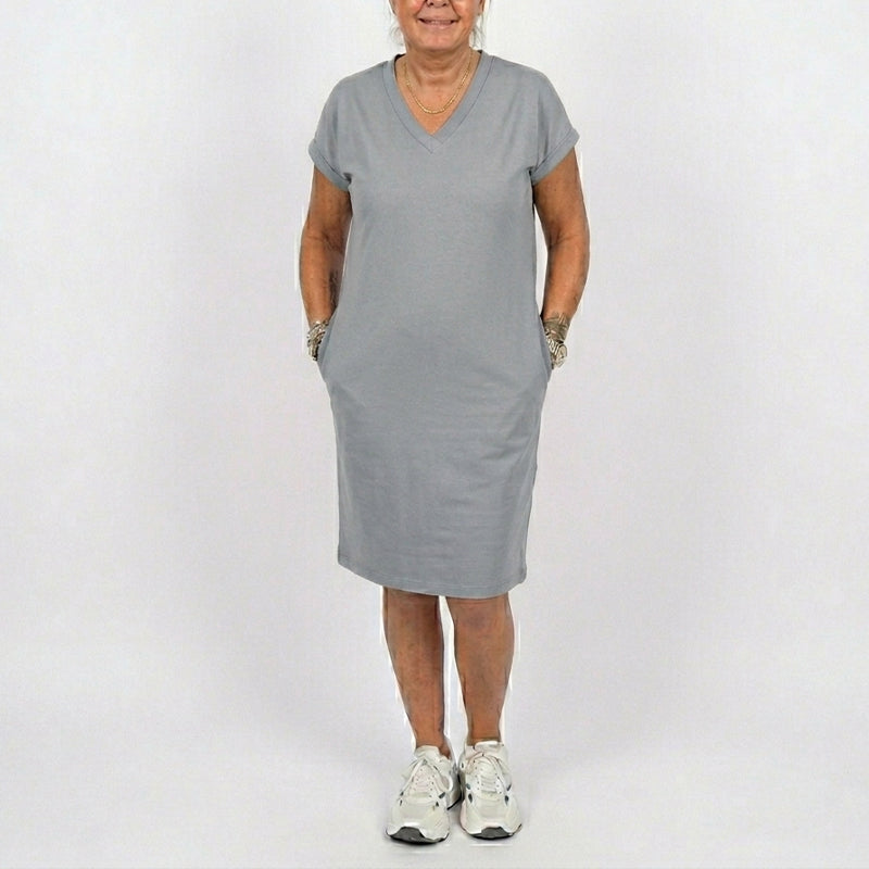 Women's Casual V-Neck Short Sleeve T-Shirt Dress