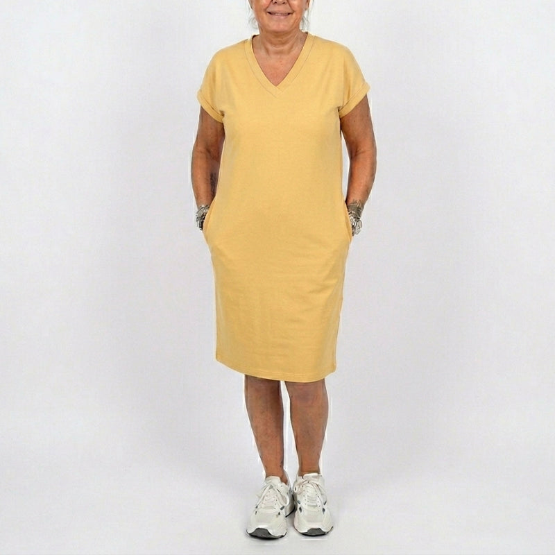 Women's Casual V-Neck Short Sleeve T-Shirt Dress