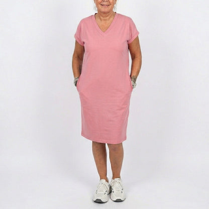 Women's Casual V-Neck Short Sleeve T-Shirt Dress